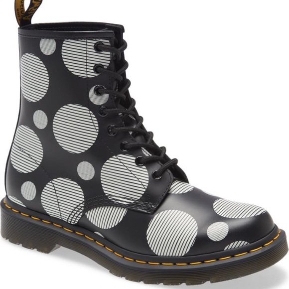 Dr. Martens 1460 Jadon Black Smooth Polka Dot Women's 6 Black Boots - Picture 3 of 6